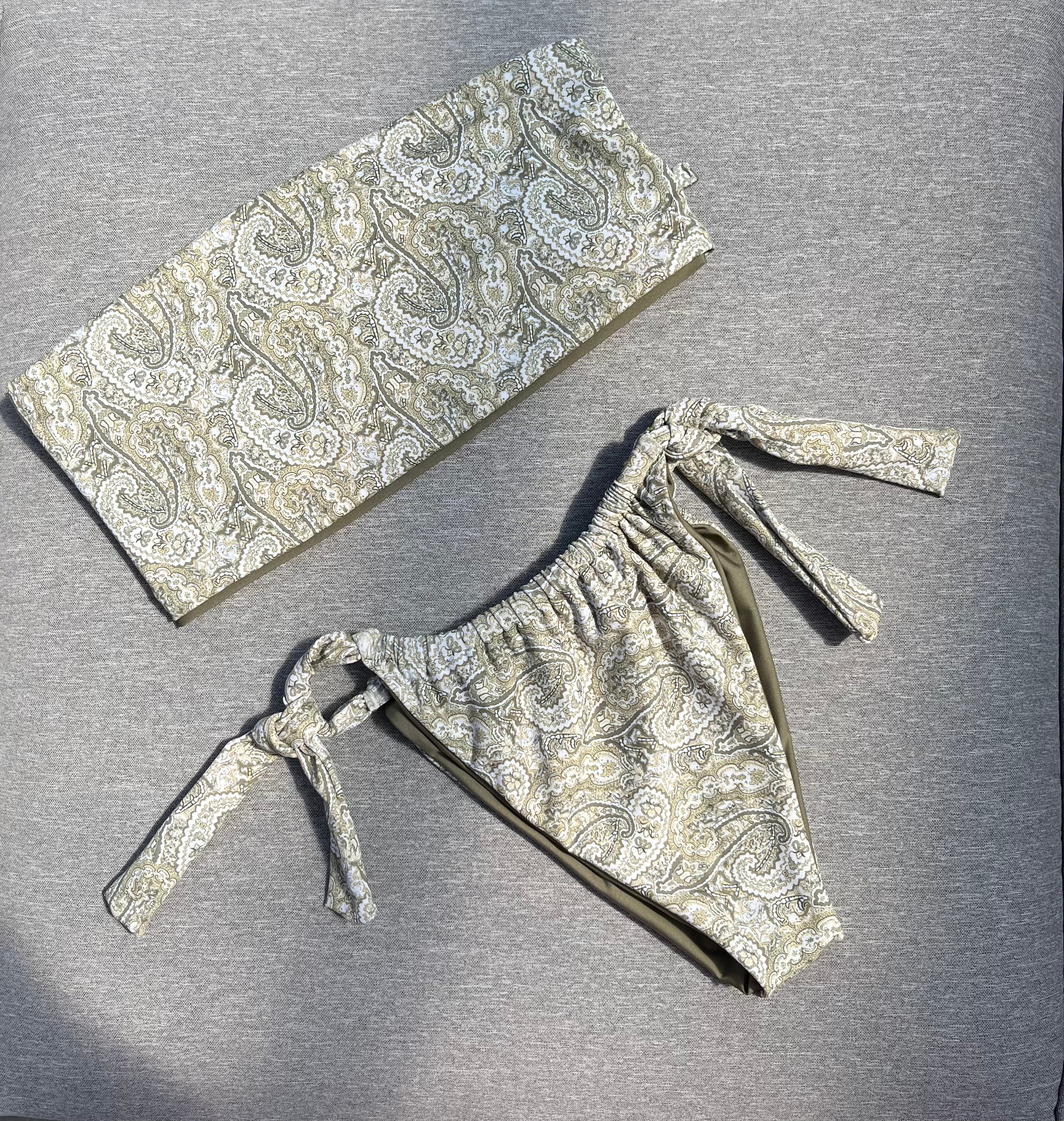 Biarritz Bandeau Bikini Top | Olive Paisley